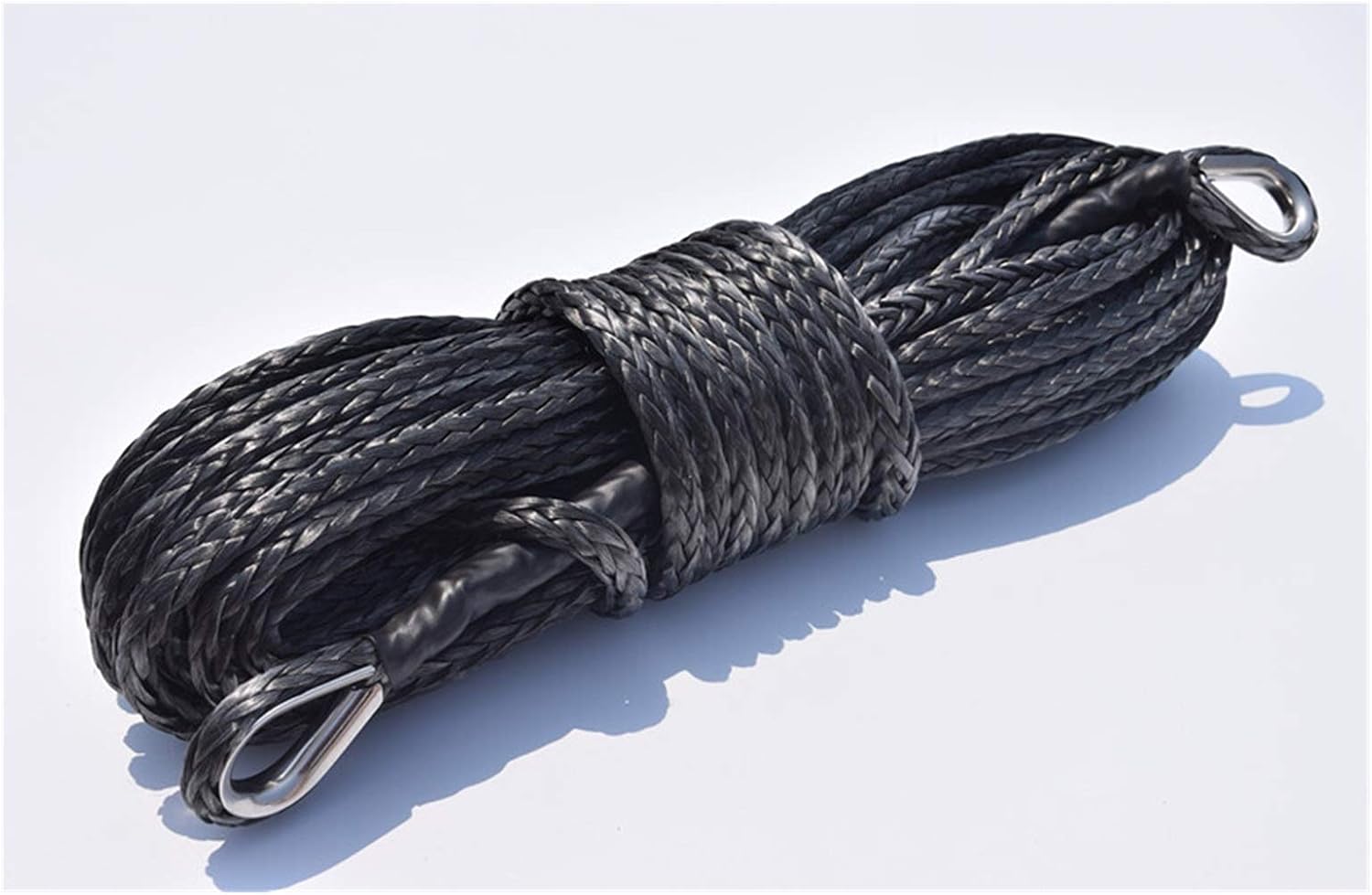 ATV/UTV 10mm26m Winch Rope Extension 3/8" Synthetic Winch Rope Plasma Winch Cable Tow Rope Winch Cable (Color Name : Black)