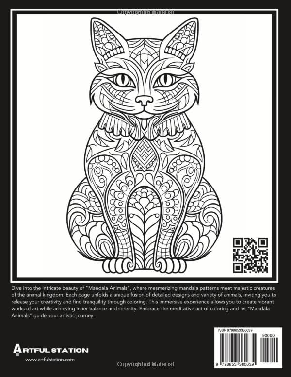 Miniatura 2 de Mandala Animals Adult Coloring Book of Mandala Animal Designs, Featuring Wildlife, Exotic Animals, Dogs, Cats, and More, Inspiring Mindfulness