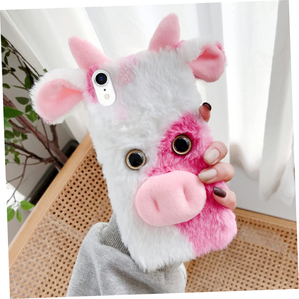 OSALADI 3stücke Fluffy Plush Cow Handyhülle Aus TPU Und Plüsch Kompatibel Mit rutschfest Stoßfest Süßes Cartoon-Design Idealer Schutz Für Unterwegs Langlebig Und Praktisch