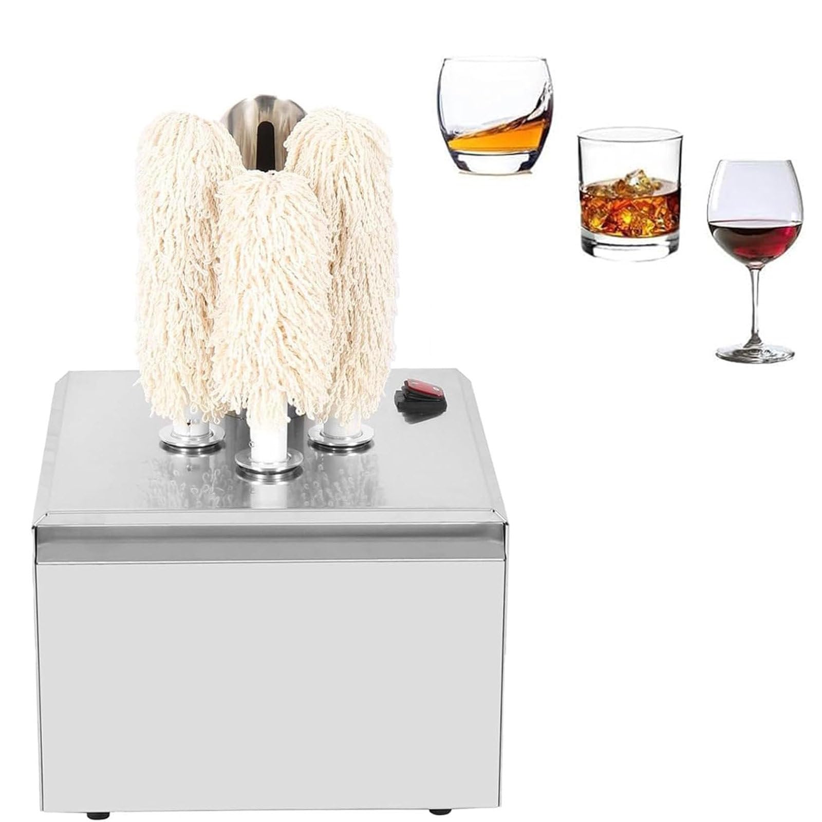 XueFulxion 1200W Wine Glass Polisher Machine,Commercial Winery Wine Glass Hot Air Dryer with 360° All-Round Cleaning,Removable Brushes,for Bars,Restaurants,Hotels and Home Use 3heads