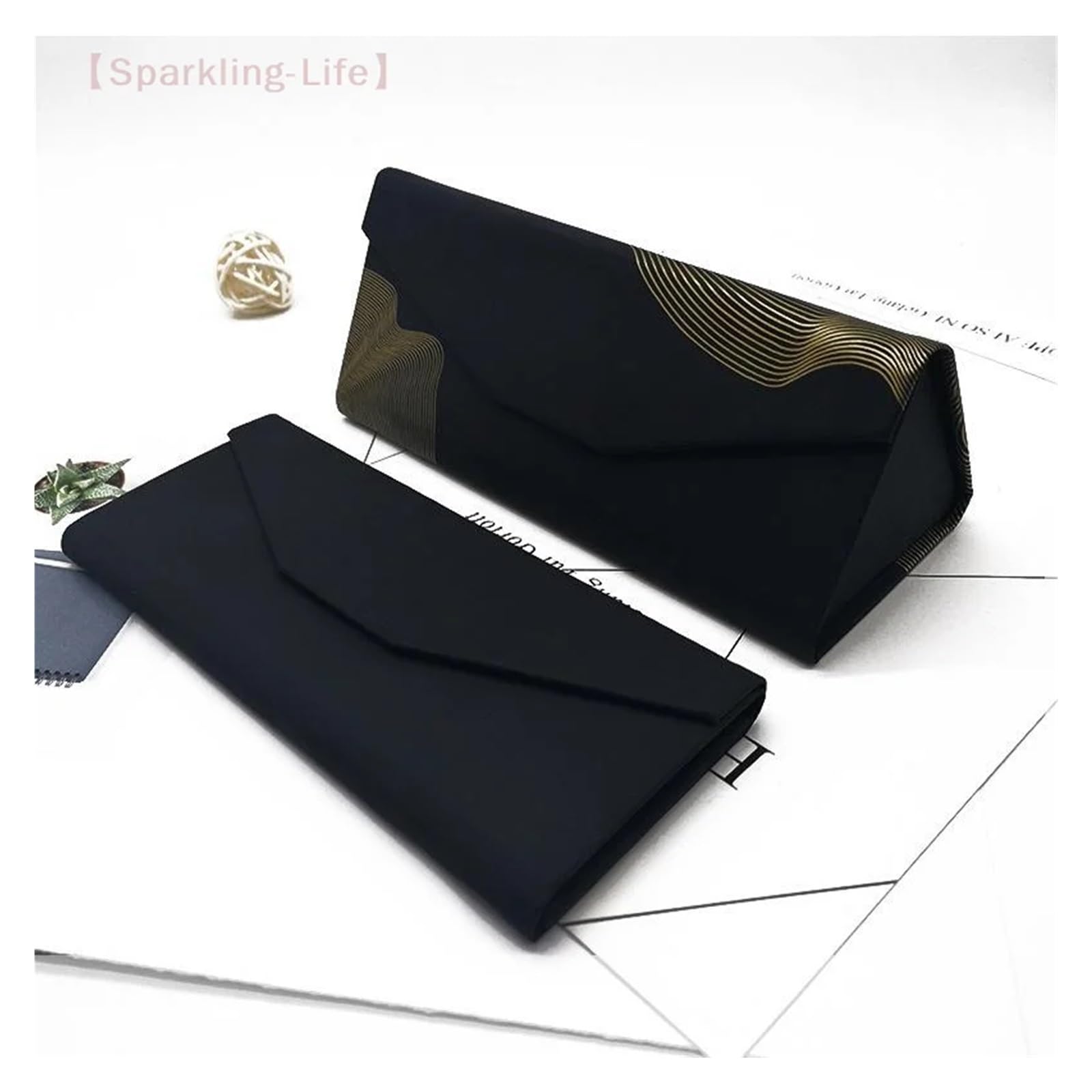 Triángulo Plegable Funda de Gafas 1 caja triangular for gafas, impermeable, portátil, negra, plegable, for de sol, accesorios for manualidades