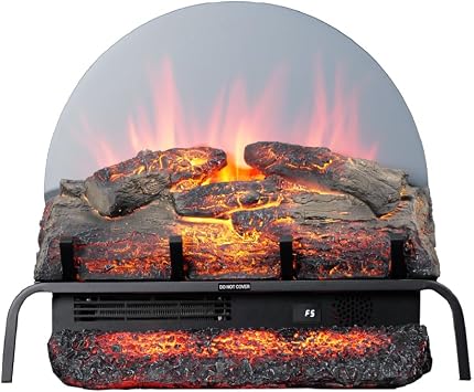 Modern Ember Real Glow 23 Electric Fireplace Log Set, LED Insert Heater with Multi-Color Flames, Crackling Sound, Mirror Glass Illusion, Remote Control, Heats up to 400 Sq. Ft.