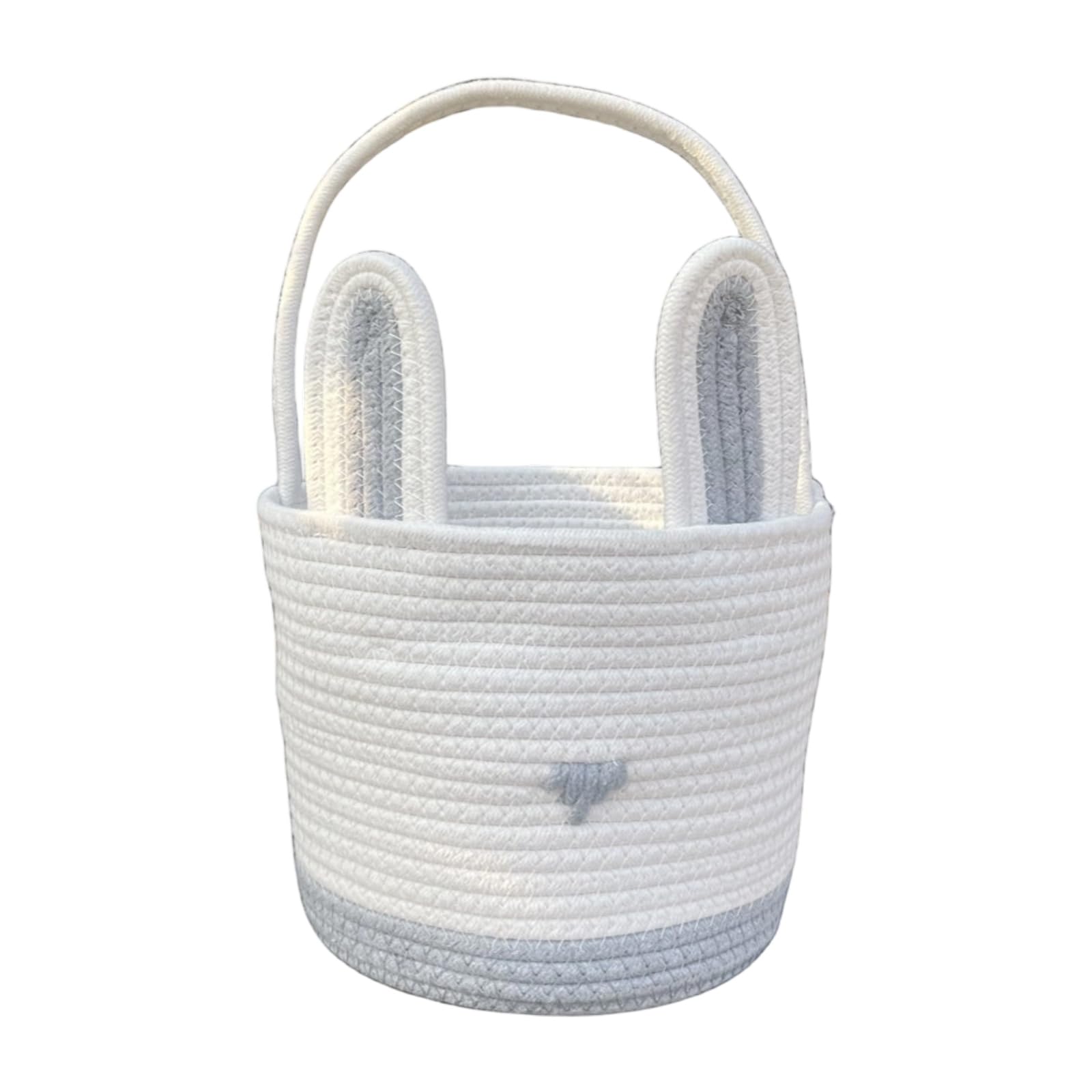 NVOQILIN Adorable Rabbits Face Easter Basket Cotton Rope for Kids Easter Eggs Collection and Treasure Hunt Decors Festival Cotton