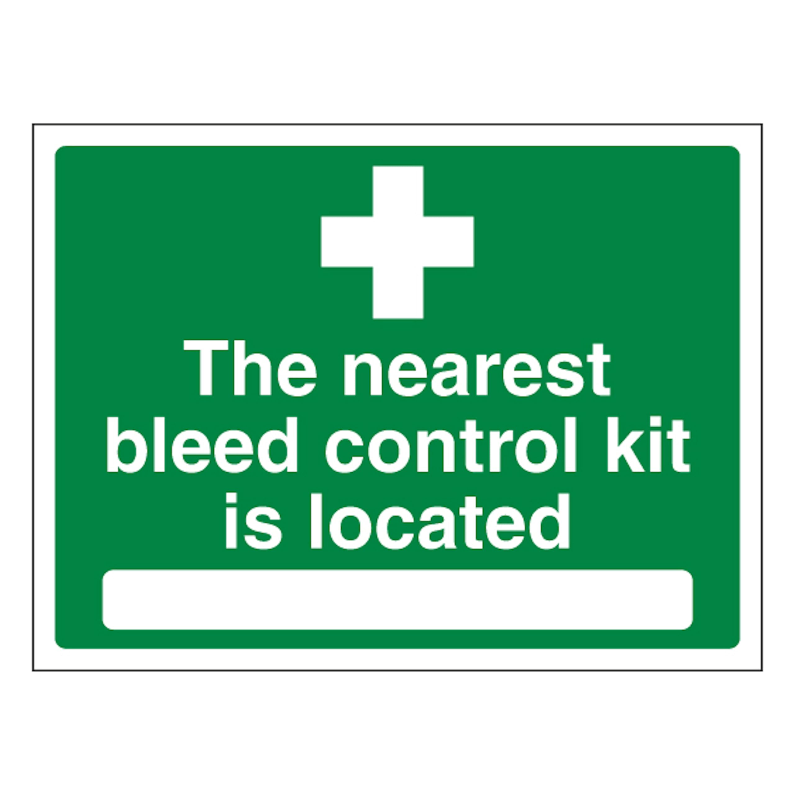 V Safety The Nearest Bleed Control Kit Is Located 600 x 450 mm - 2mm Rigid Plastic