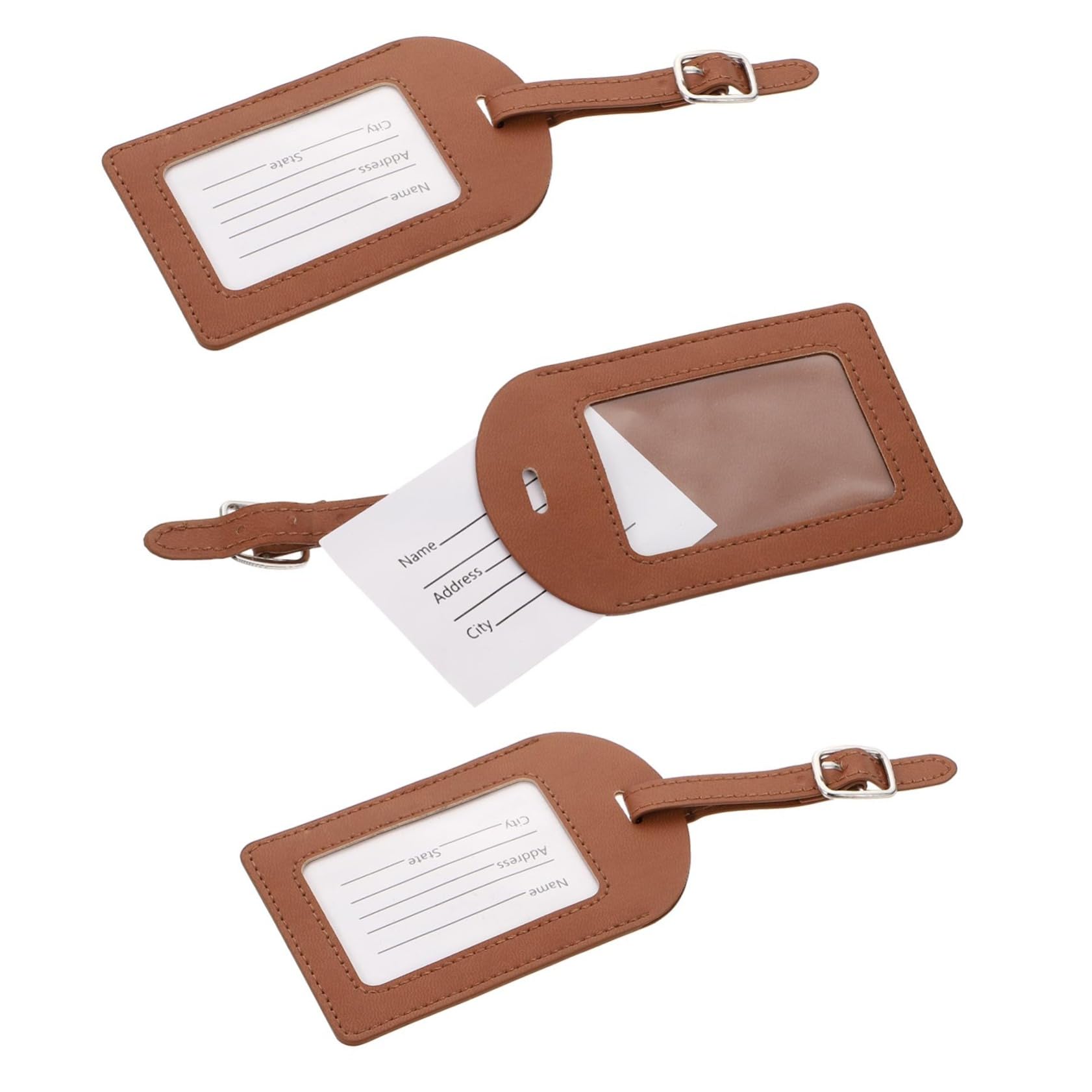LIFKOME 15 Pz Etichetta bagaglio valigie suitcase documento d'identità della valigia biglietti da visita per bagagli etichette valigia pu etichette di identificazione pu Light Brown