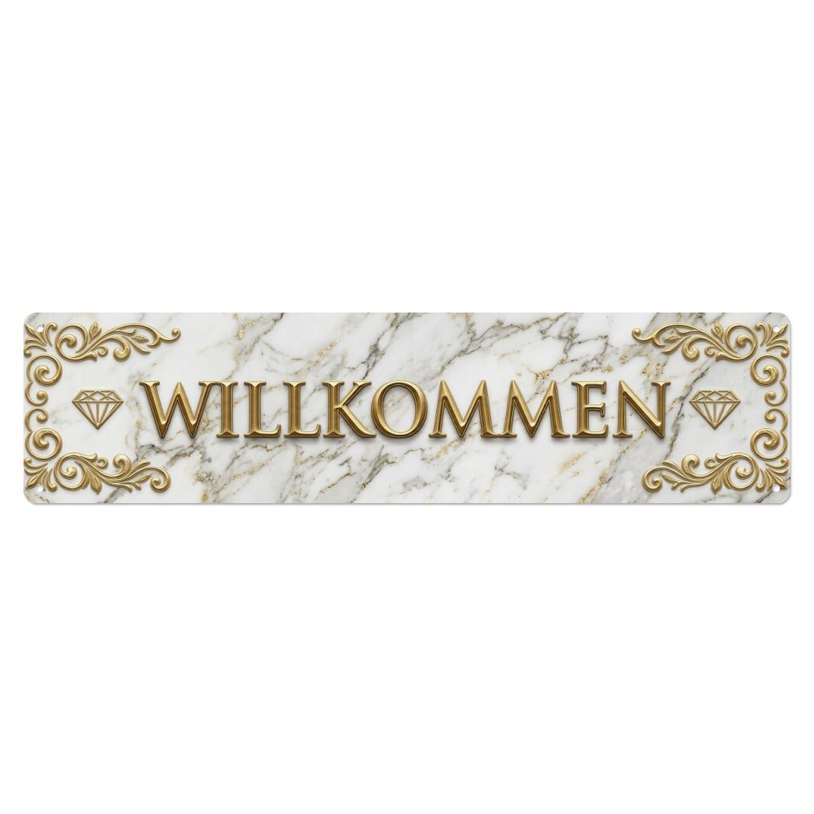 Luxury Marble Gold Elegant Welcome Metal Tin Sign