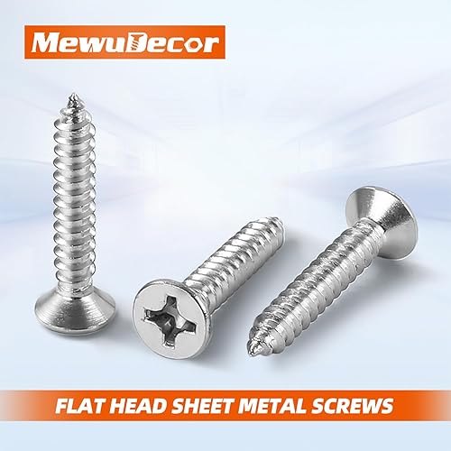 Miniatura 3 de Tornillos de chapa de cabeza plana #14 x 3" Phillips Drive Tornillos para madera, autoroscantes, acero inoxidable 18-8 (304), 25 unidades