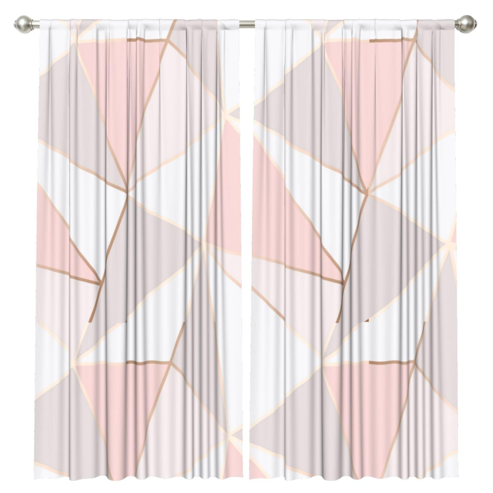 InOmak Rose Gold Geometric, 2 Panels Window Curtains 52 x 84 Inch Blackout Curtains for Living Room Bedroom