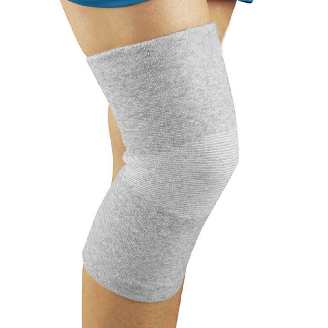 MojaSportsGraduated Compression Knee Sleeve - Best Athletic, Medical, Sports, Ruining, Workout, Recovery, Jogging, Hiking - Support for Joint Pain and Arthritis Relief (Grey/White: 1 Pair, Large)