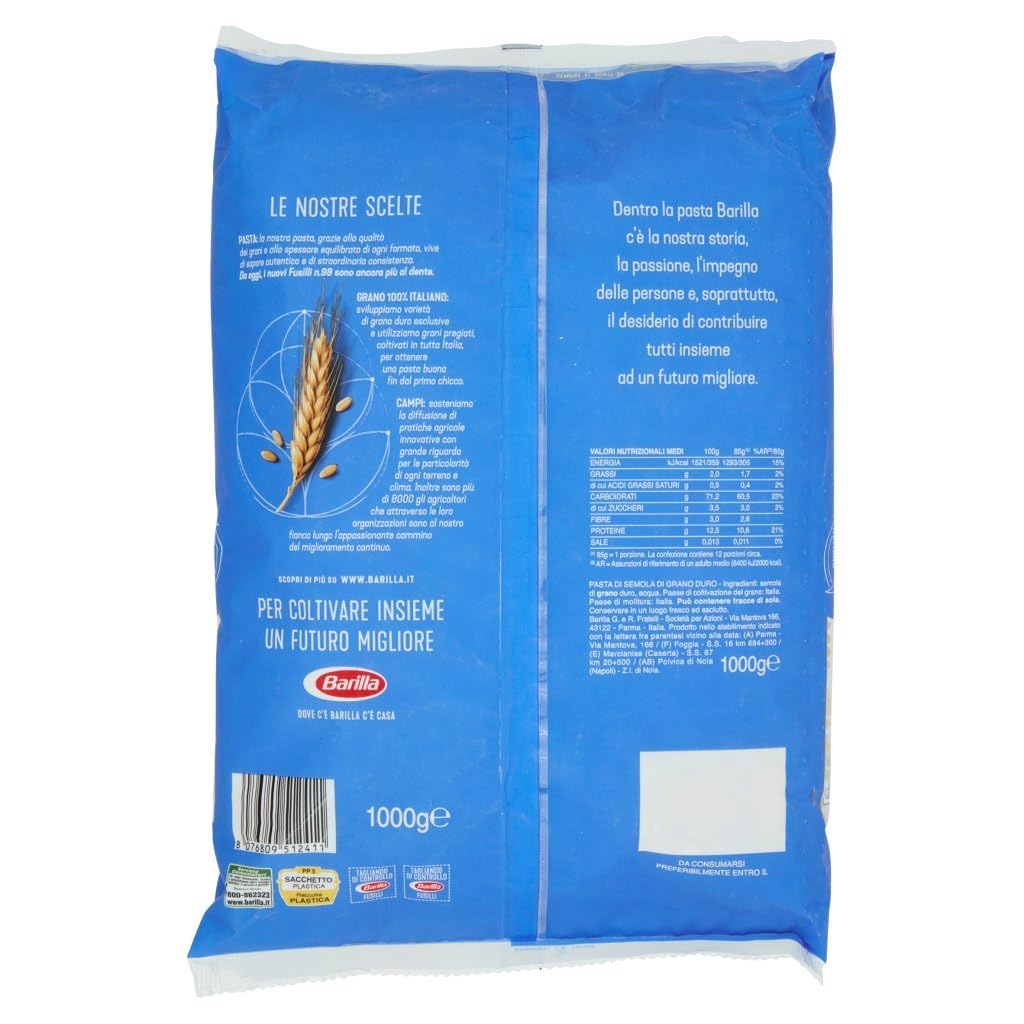 Italian Gourmet Fusilli N.98 pâtes italiennes en spirale 12 x 1kg