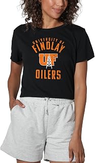 Official Collegiate Large Distressed Logo Women's Apparel Crop Top T-Shirt Collection, Black