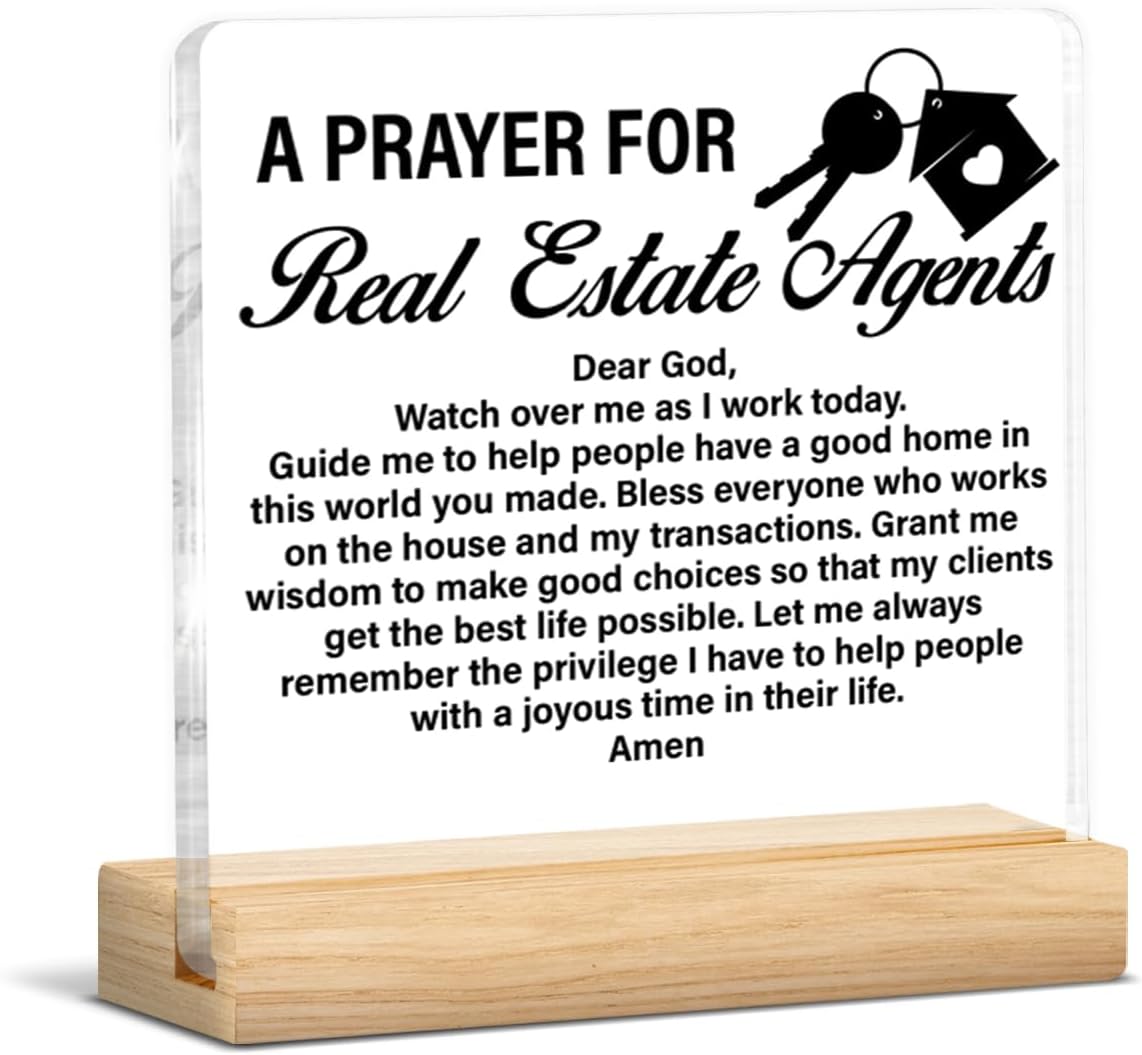 Gifts for Real Estate Agents Realtor, a Prayer for Real Estate Agents Clear Acrylic Desk Decorative Sign Home Office Decor