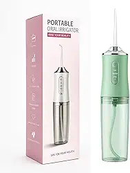 Irrigador Oral Portátil para Limpeza Profunda de Dentes e Gengivas, Jato de Água Supersônico, Elétrico, Recarregável USB (Verde)