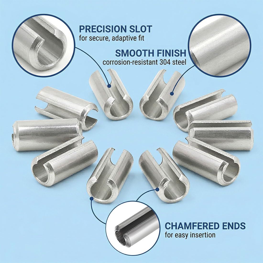 Rondelle Elastiche M5 30Mm 10 Pezzi Acciaio Inox 304 Argento