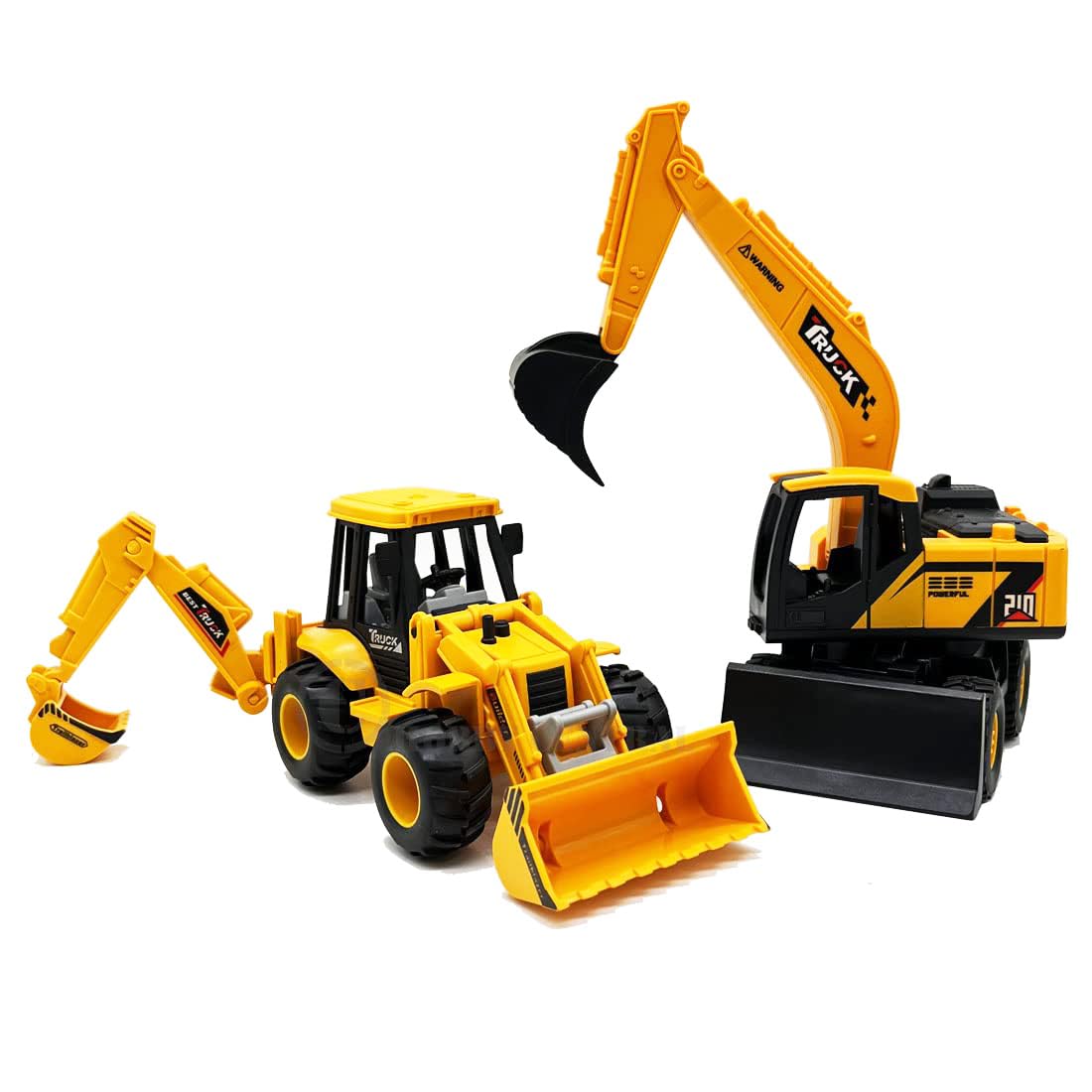 ITSYYBOO Friction Construction Vehicle Set Front Hoe Backhoe Loader Excavator Bulldozer Toys for Kids (Excavator Bulldozer Set)