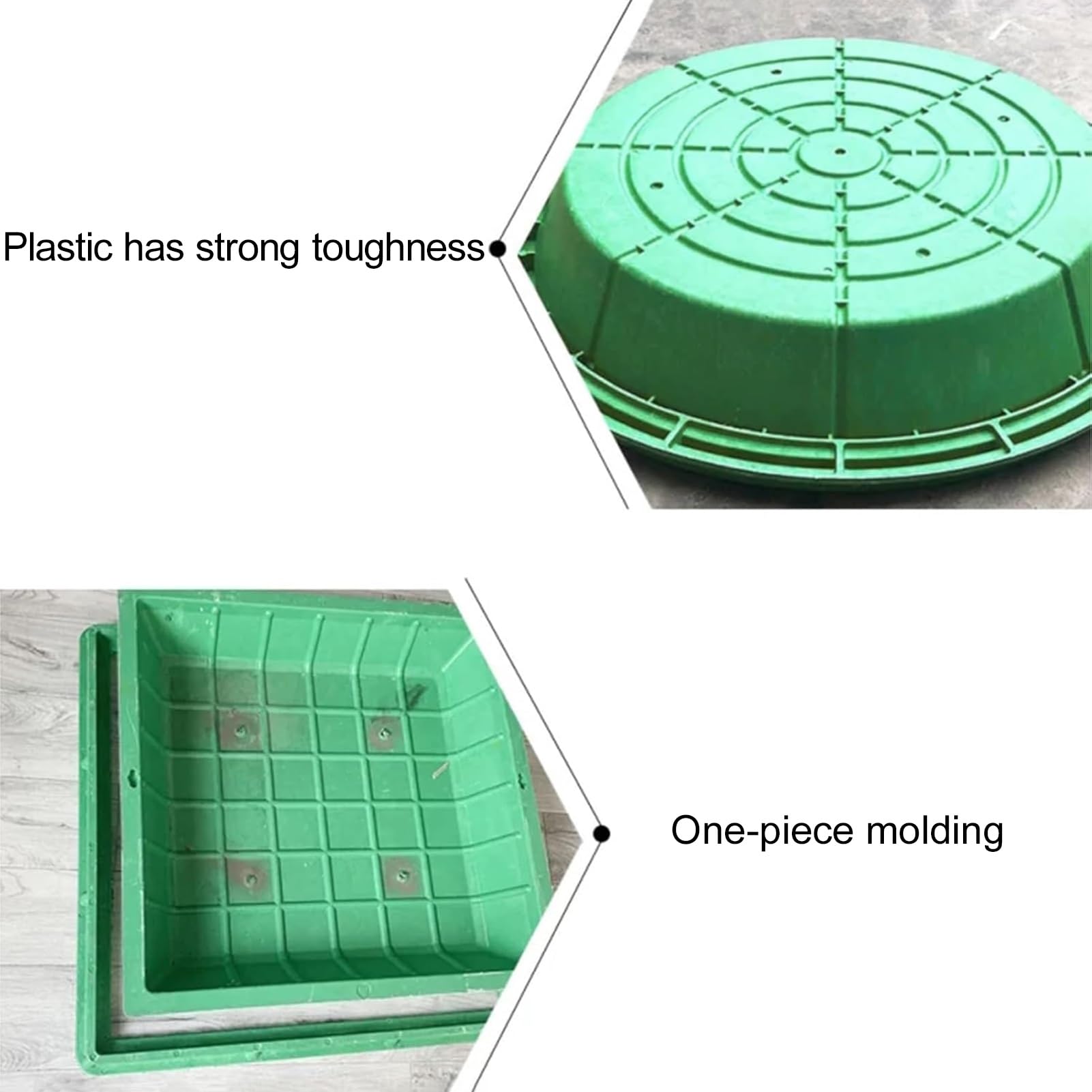 Couvercle De Siphon Encastré pour Gazon, Couvercle De Regard Rond Et Cadre Invisibles, Couvercles De Grand Bassin Encastrés pour Siphon De Jardin(Green-2PCS,60x12cm)