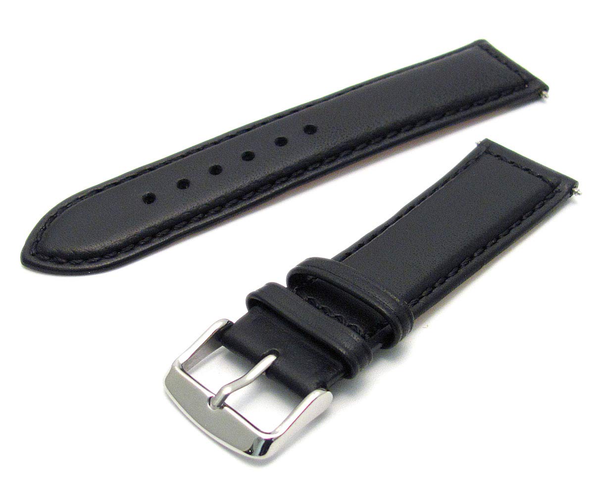 ModenaMen's Black Leather Watch Strap 26mm Wide with Chrome Buckle C064