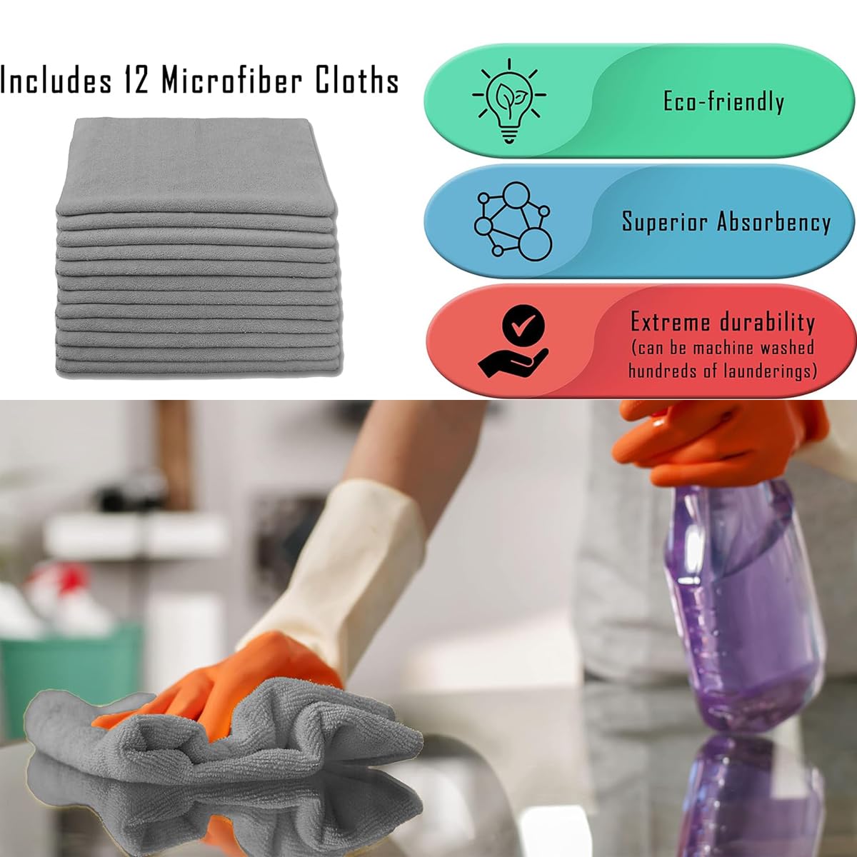 Panni professionali in microfibra – Panno in spugna ultra morbido non abrasivo per spolverare cucina auto super assorbente riutilizzabile antigraffio strumento
