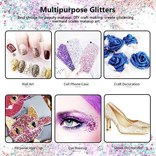 JUN-H 12 Arten Chunky Glitter Nagel Sequin Glitter für Gesicht Nägel Augen Lippen Haare Körper Make Up Glitter Sequin… – Bild 8