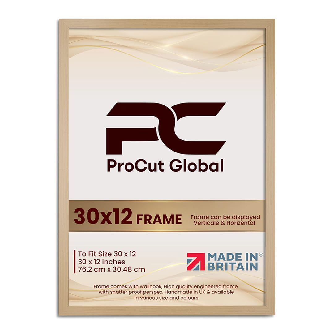 Procut Global 30X12 Country Pine Picture Frames - Modern Wooden Photo Frame with Shatterproof Perspex for Wall or Tabletop - Perfect for Posters, Certificates, Prints - Sizes & Colors Available — image 1