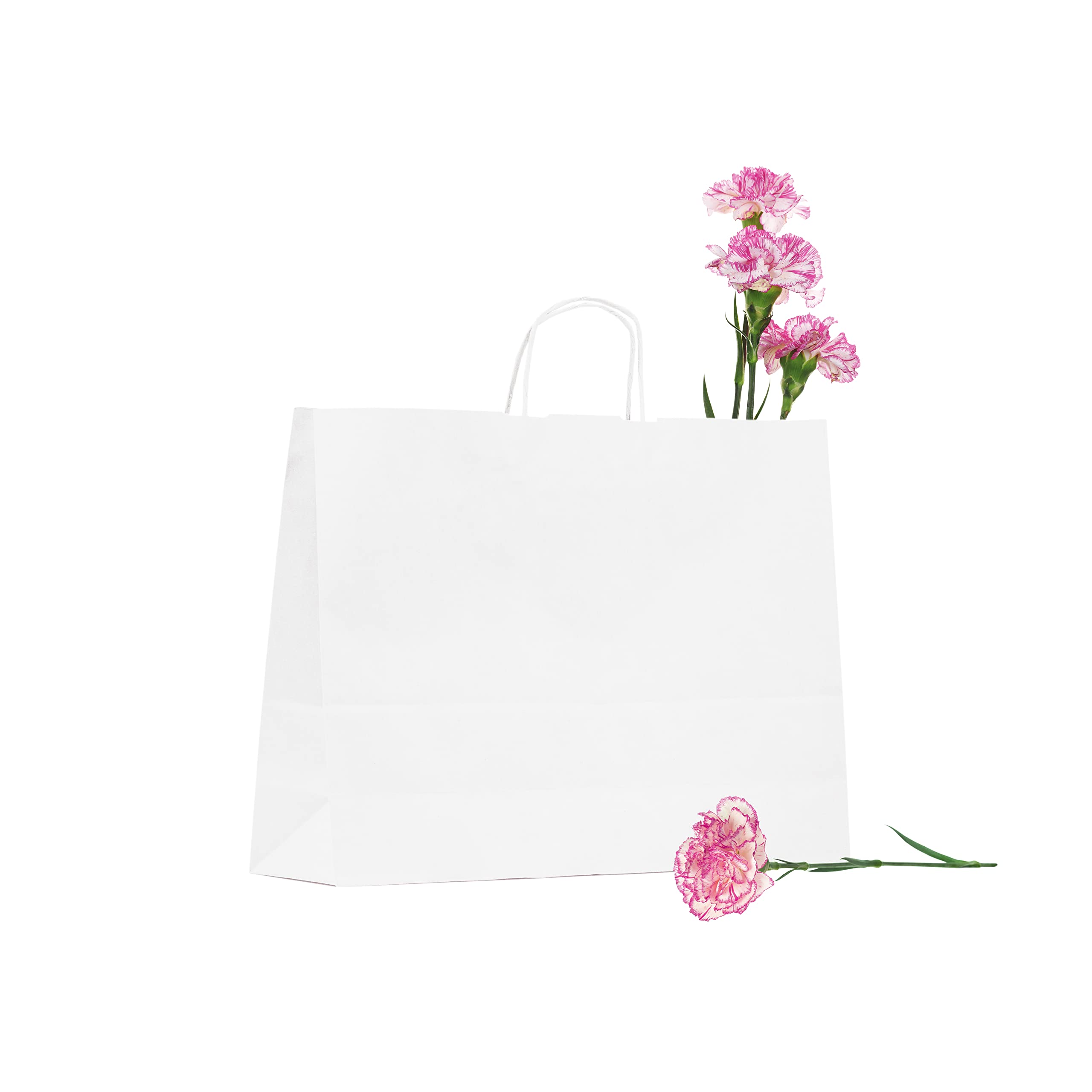 Pack 200 Bolsas de Papel Blancas con Asa – Diferentes Tamaños Según tus Necesidades – Bolsas para Eventos, Regalos o Tiendas - 100% Reciclables (Modelo Luxemburgo 41x32x12cm)