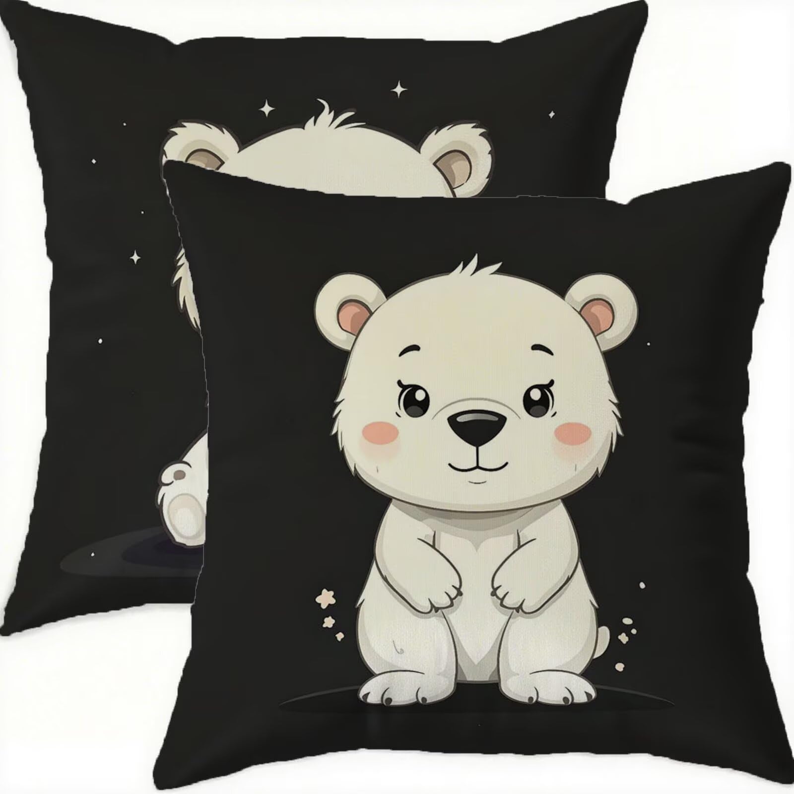 Housse coussin 70x70 cm lot de 2 en velours géométrique noir avec fermeture éclair invisible