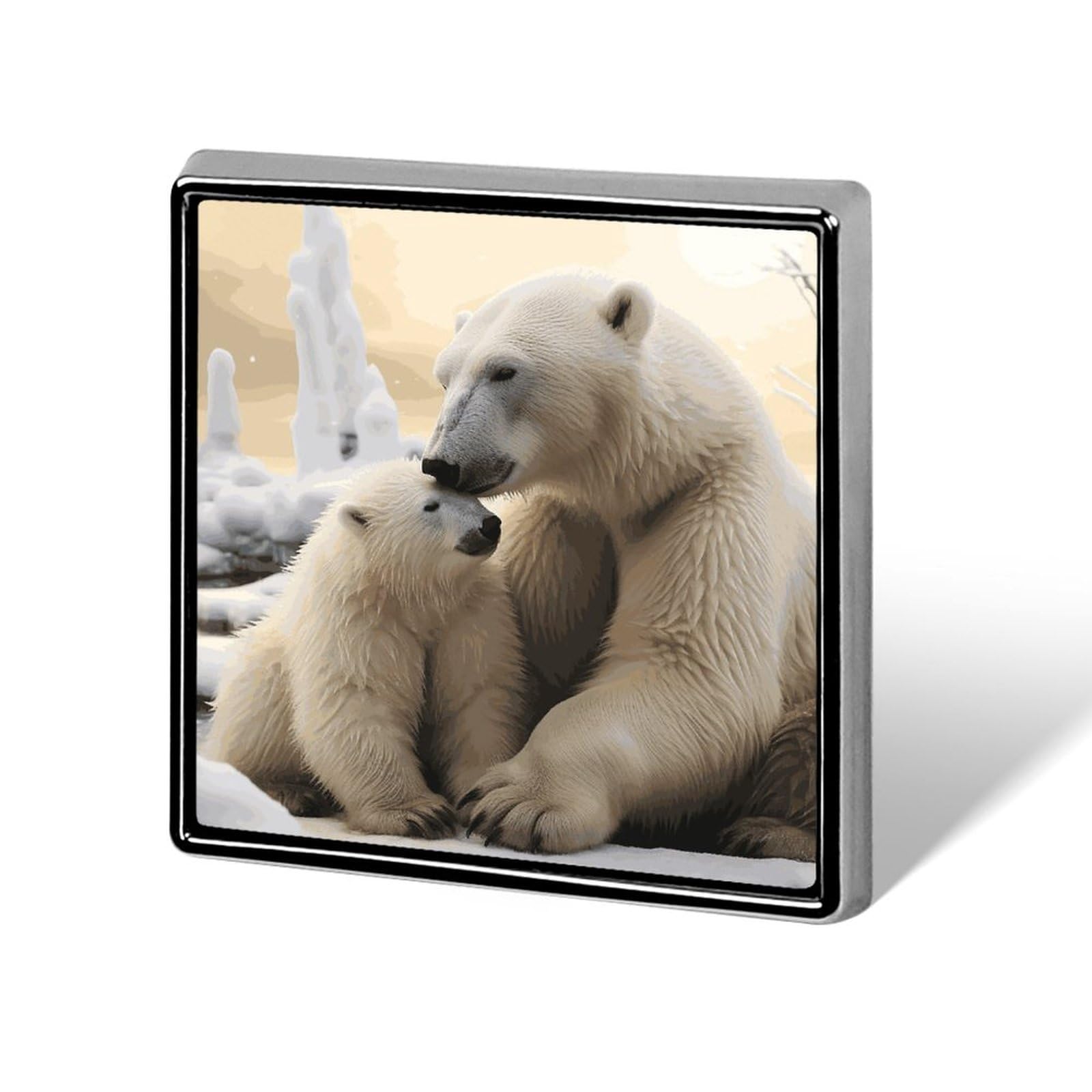 Square Lapel Pin Brooch Pin Polar Bear LoveButton Badge for Men Women Suitable for Birthdays And Anniversaries of Family And Friends