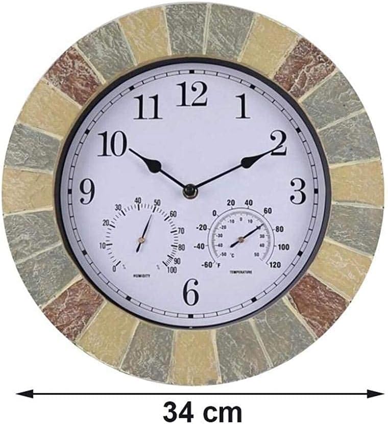 Garden Clocks Outdoor with Temperature and Humidity Clocks for The Garden Wall Mounted Waterproof Moistureproof and Dustproof