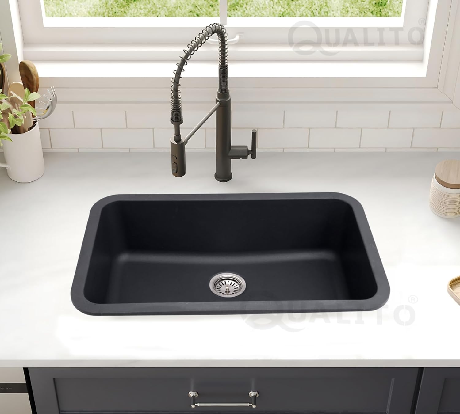 QUALITO Quartz Kitchen Sink - Durable & Soundproof -13