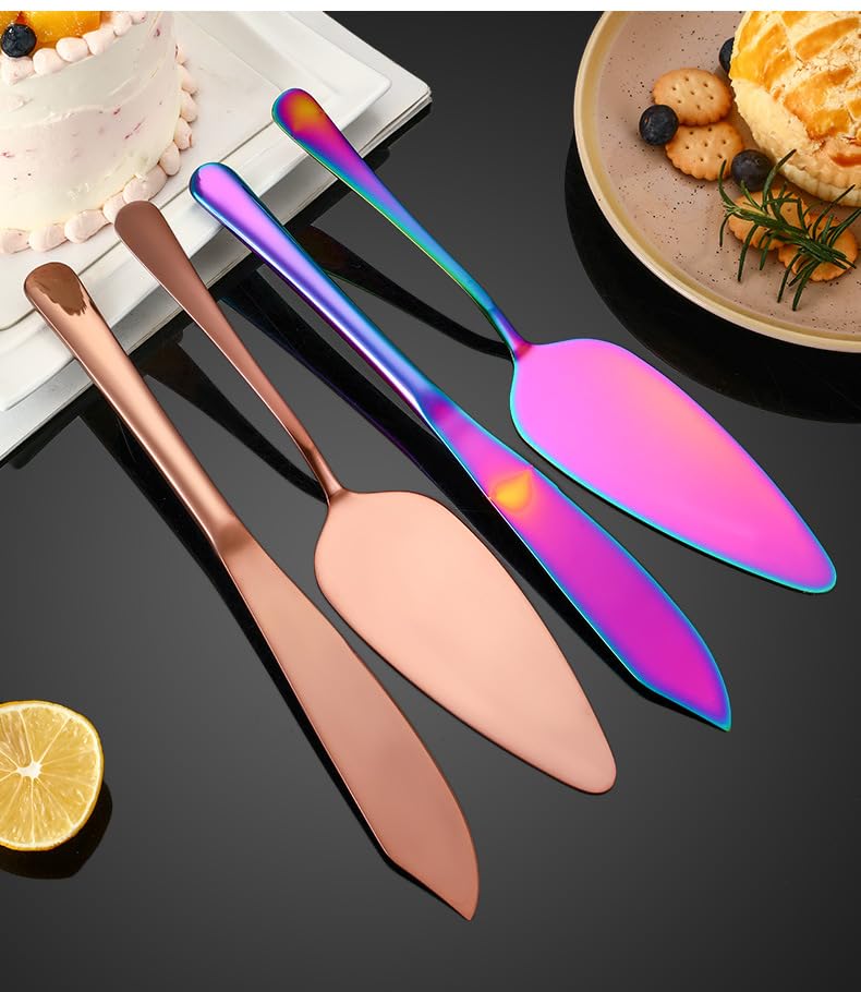 ONUIFIKE Silverware Set, 1/4/6/8/10/12 Pieces Stainless Steel Cake Knife Fruit Dessert Knife Bread Knife Wedding Cake, Home Cutlery Flatware Set(Rose Gold,10 Pieces)