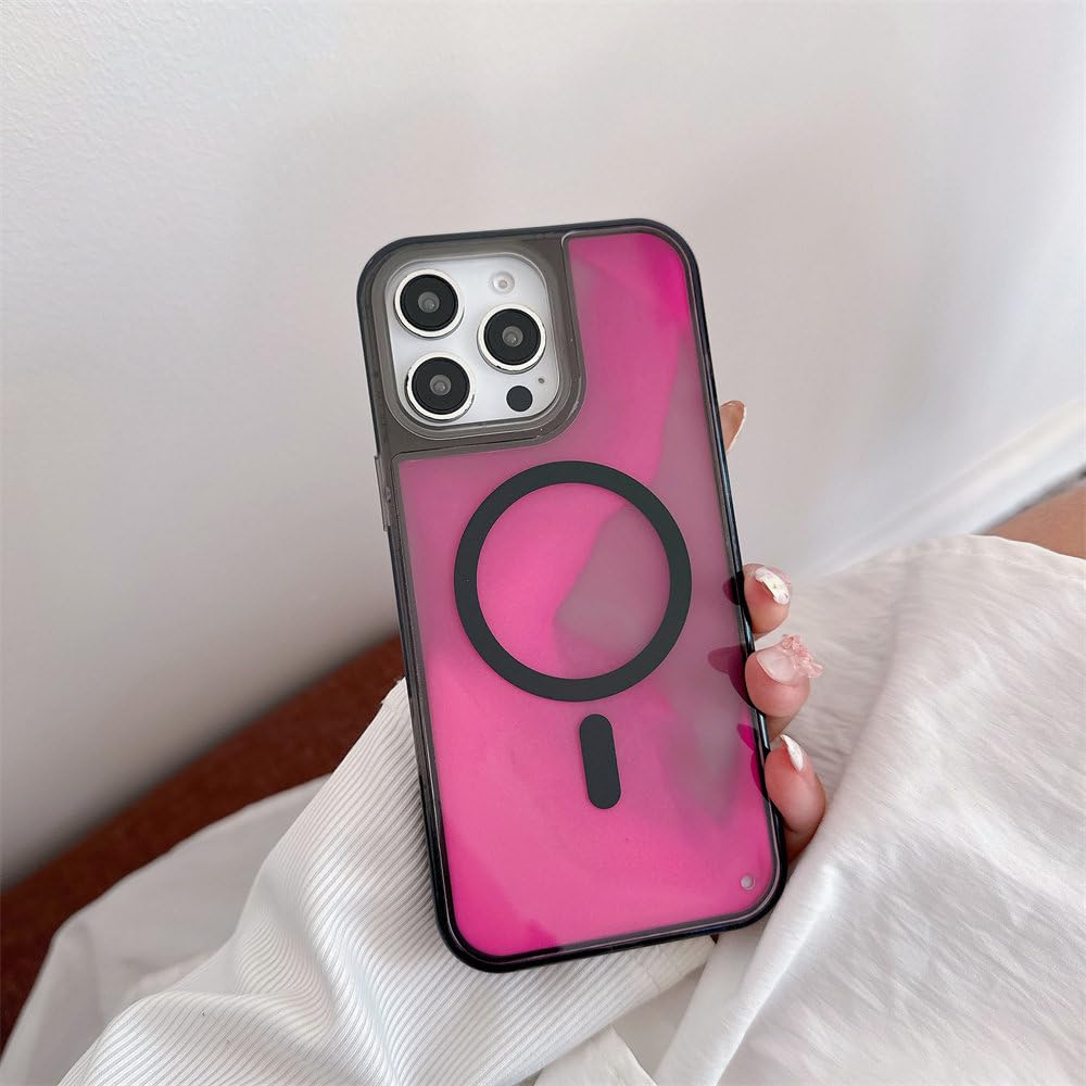 Coque de Protection Fluorescente pour iPhone 16 Pro Rose Chargement sans Fil - 7