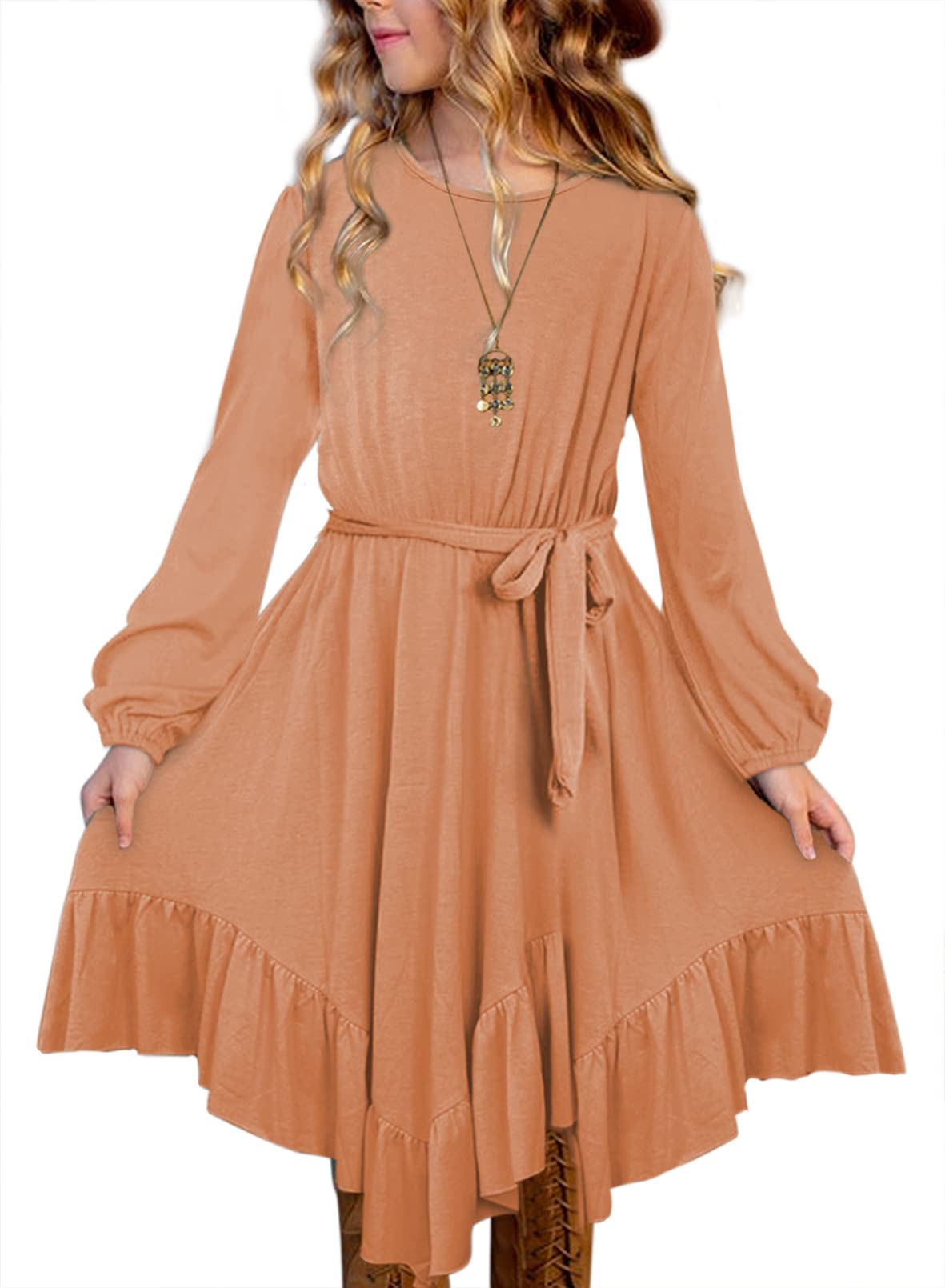 blibean Girl Boho Maxi Dress Long Sleeve A-Line Orange Size 8-9 Years | eBay blibean Girl Boho Maxi Dress Long Sleeve A-Line Orange Size 8-9 Years | eBay