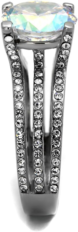 Marimor Jewelry 4.41 Carat Stunning Cubic Zirconia Stainless Steel Engagement Ring Women's Size 5-10