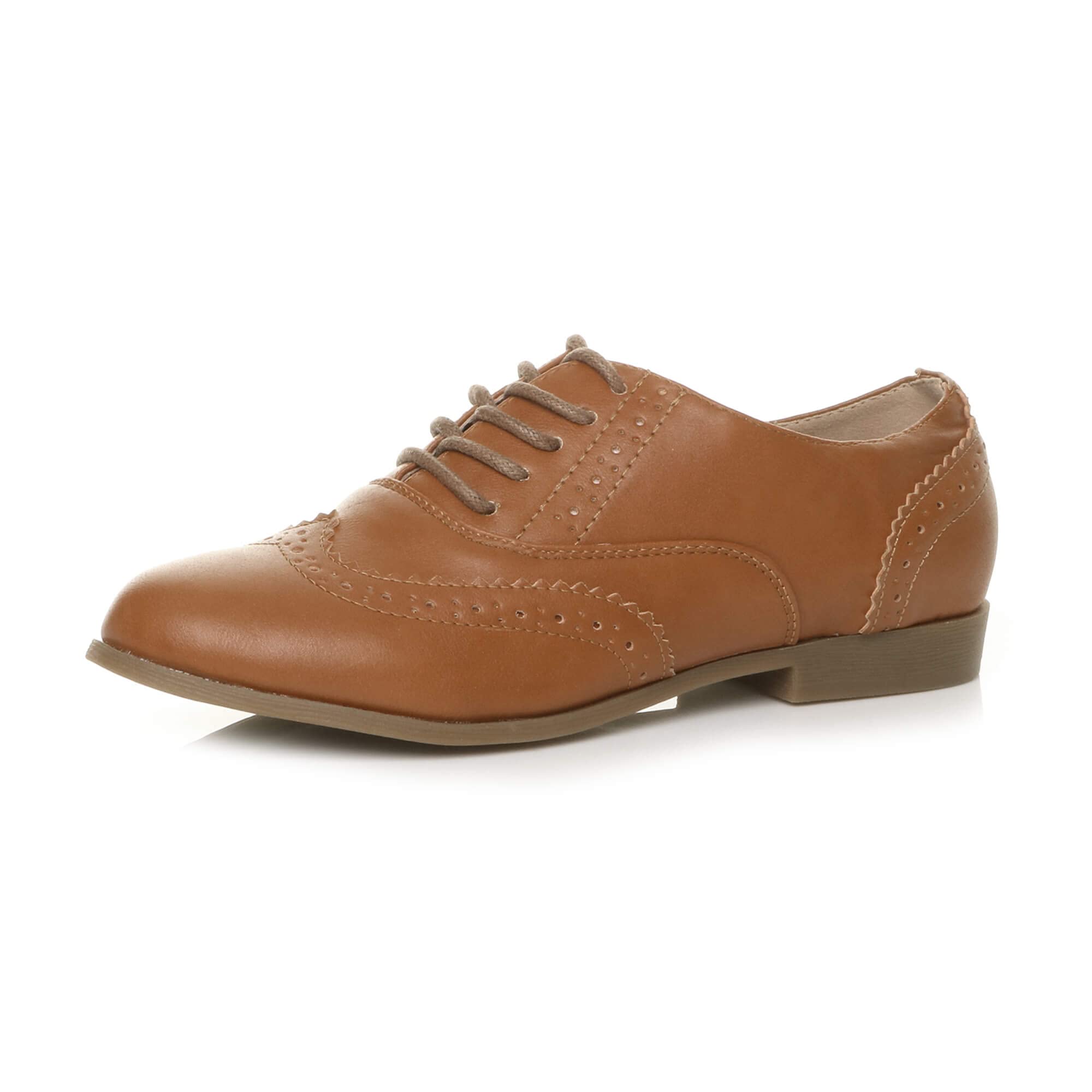 Ajvani Femmes Talon Plat et Bas élégant Classique Chaussures Oxford à Lacets Brogues Pointure
