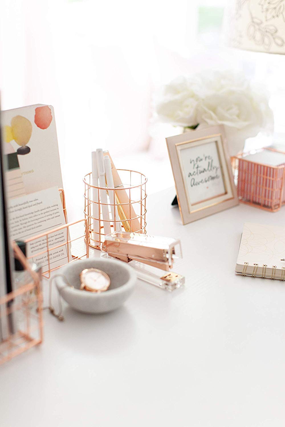 Buy Blu Monaco Rose Gold Desk Organizer 5 Piece Desk Accessories Set