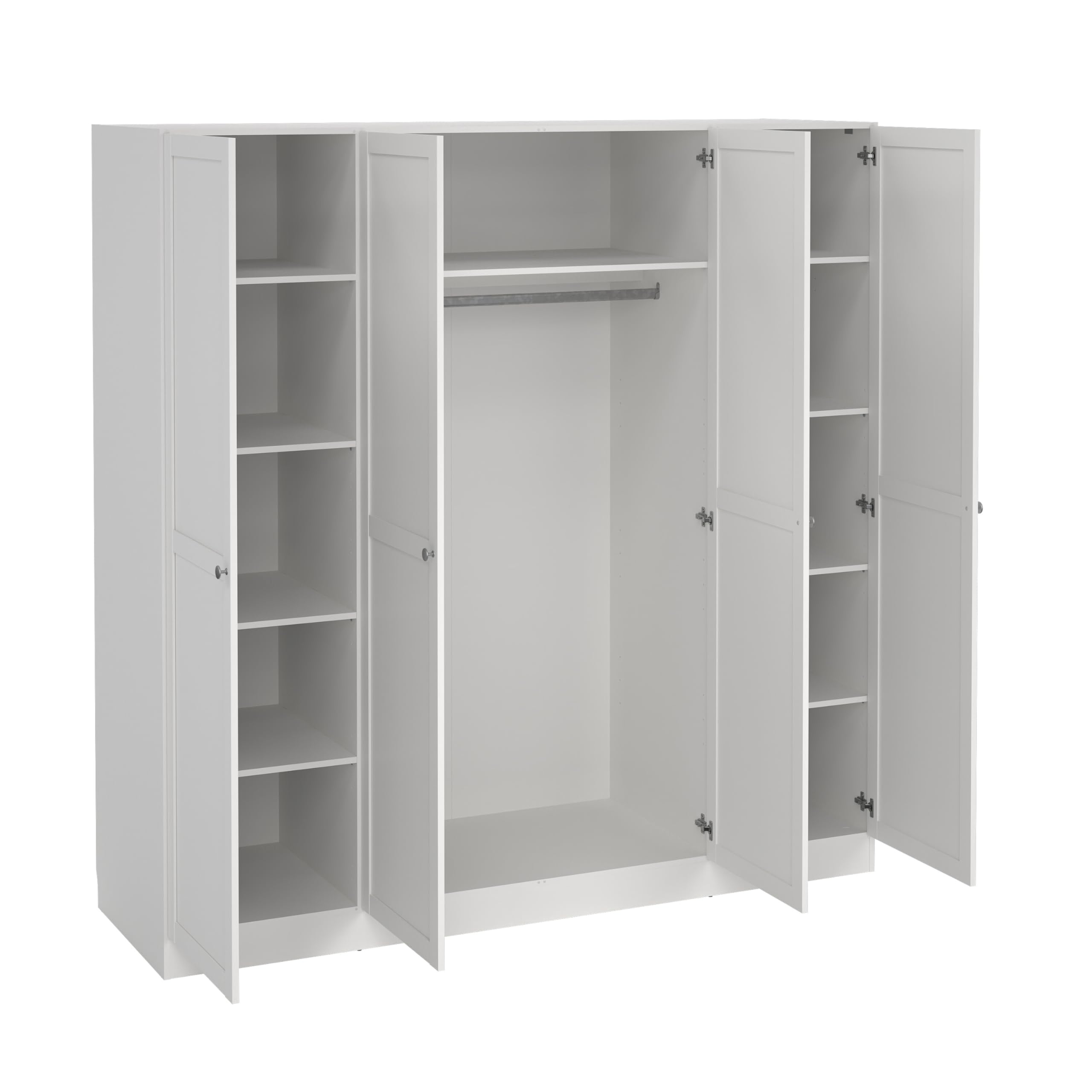 Armadio a 4 ante a battente in legno laminato 195,5x200,1x61,6cm bianco Jackson Hickory