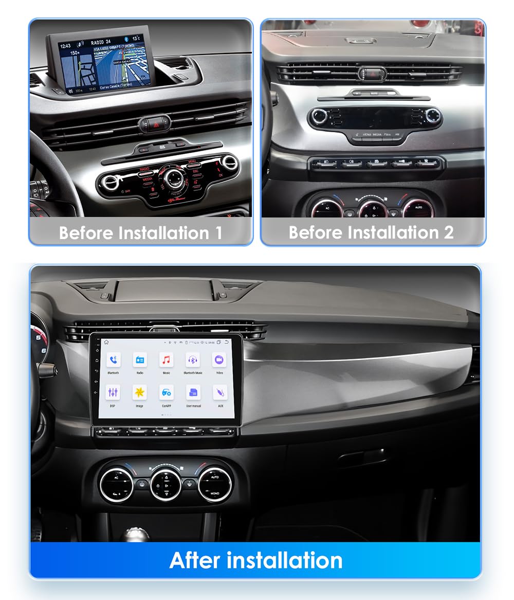 Ossuret Autoradio pour Alfa Romeo Giulietta (2010-2014), 9 Pouces Android 13 écran Tactile 2+32 Go Navigation GPS avec Carplay Android Auto WiFi Bluetooth Commande au Volant DSP