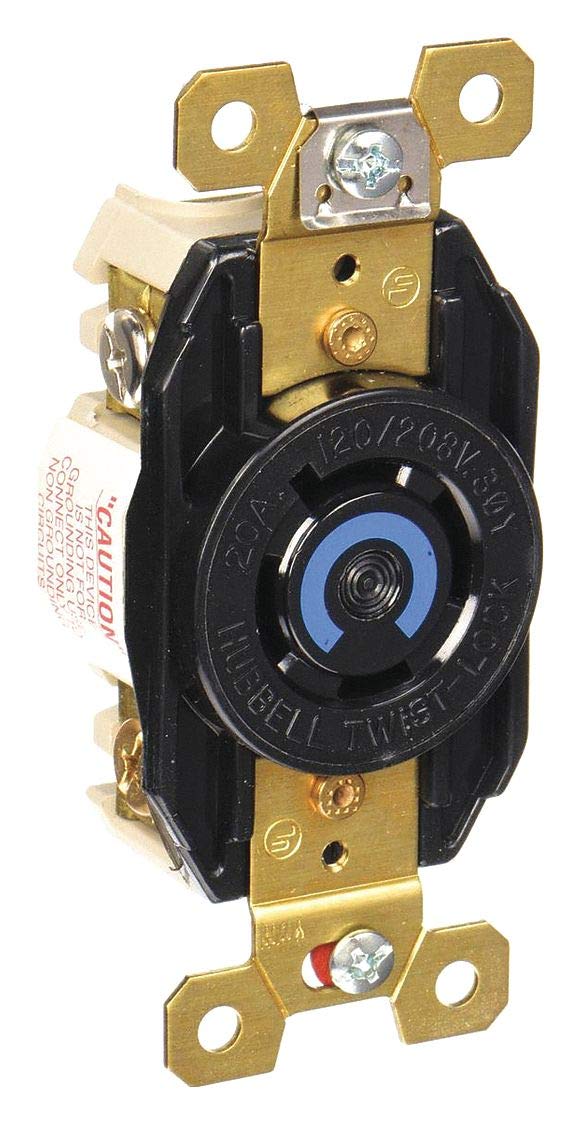 Locking Receptacle, Industrial, 20, Black