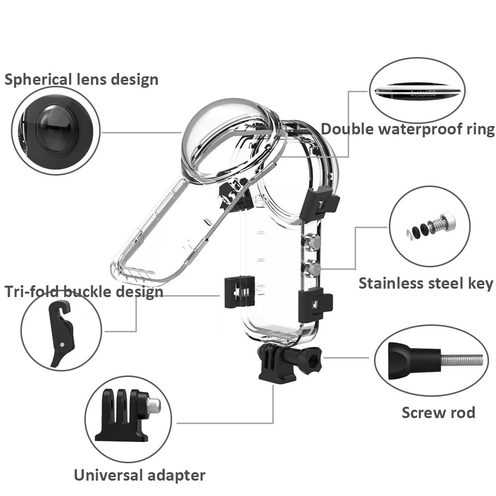 Étui De Plongée Invisible Insta360 X5 - Étanche 50m - Protection Complète Avec Adaptateur