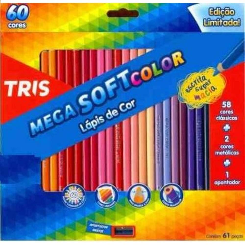 Lápis de Cor Sextavado, Summit, Mega Soft Color, 684062, 60 Cores