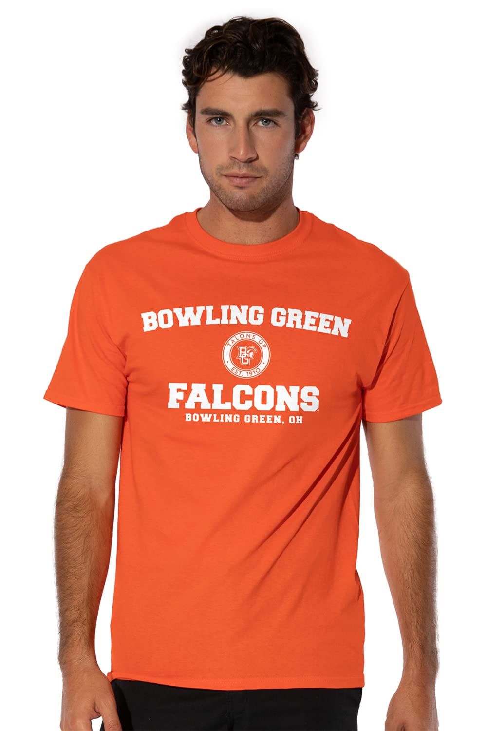 Bowling Green State University Official Circle Logo Short Sleeve Mens Cotton T-Shirt,Orange, X-Large