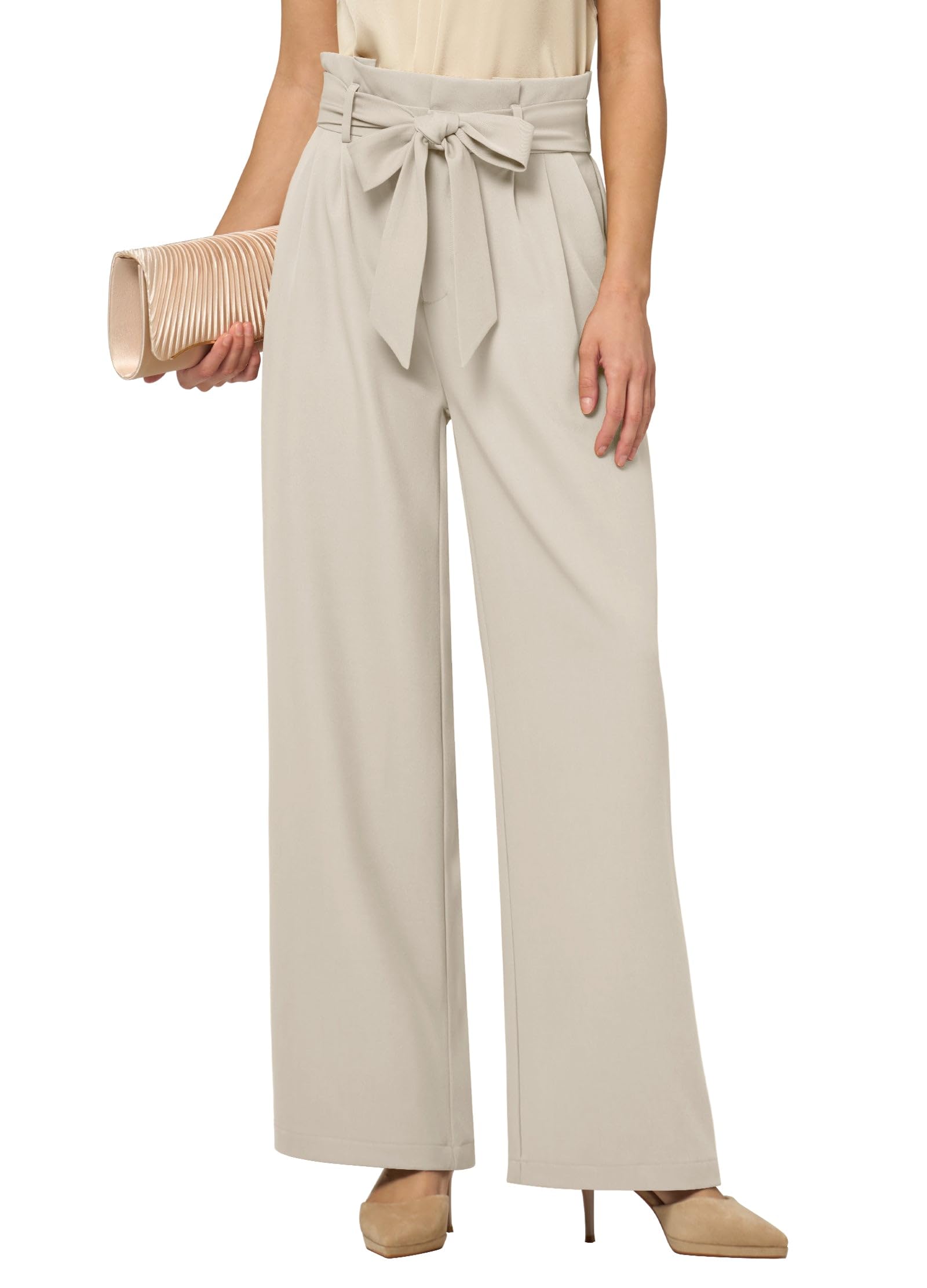Willit Womens Wide Leg Pants Belted High Waisted Work Dress Pants Casual Palazzo Long Trousers 28 30 32