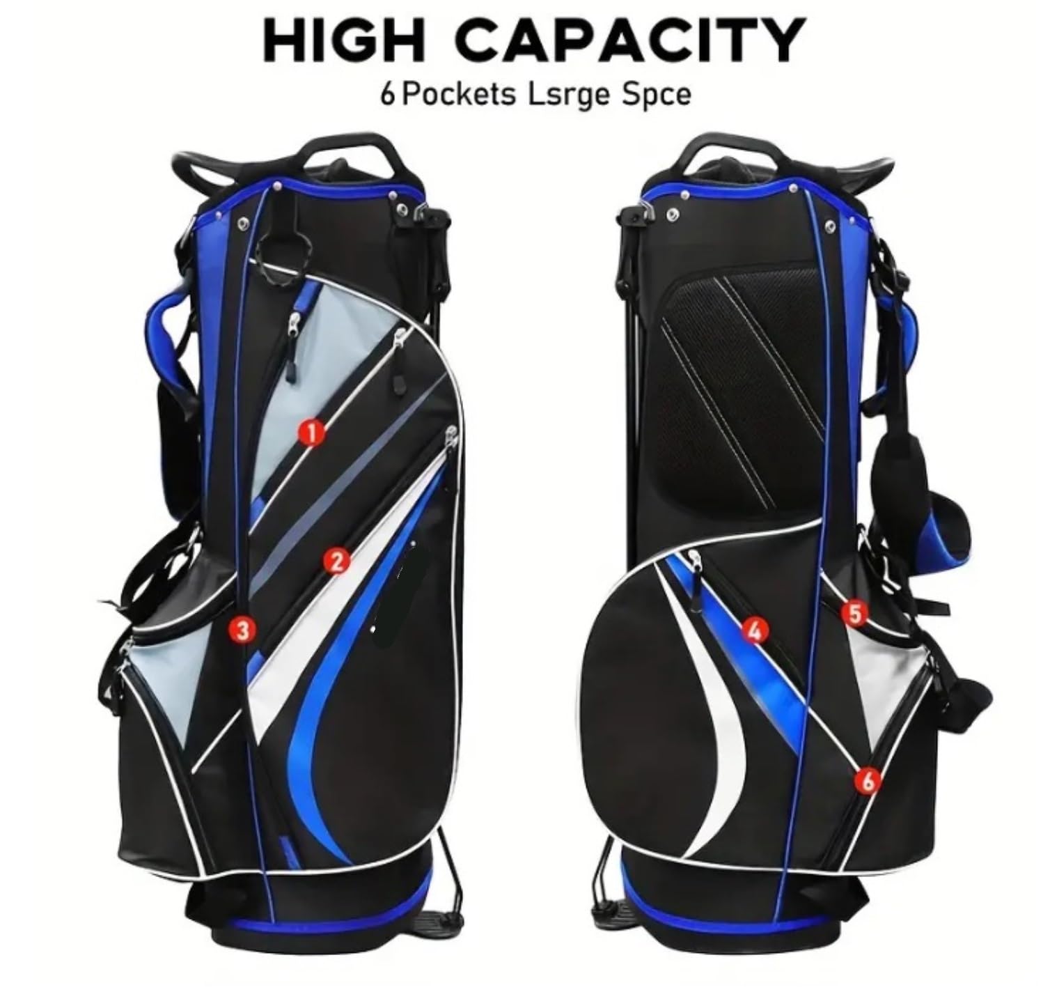 Organizer Do Kijów Golfowych Torba Golfowa Lekka, 6 Kieszeni Na Klub Golfowy Dla Mężczyzn I Kobiet Na Sprzęt Sportowy(Blue)
