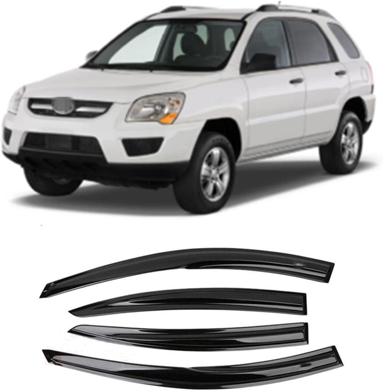 PANXUC Car Wind Deflectors for Kia Sportage 2005-2010, Side Window Wind Rain Deflector Window Visor Sun Rain Guard Smoke Guards