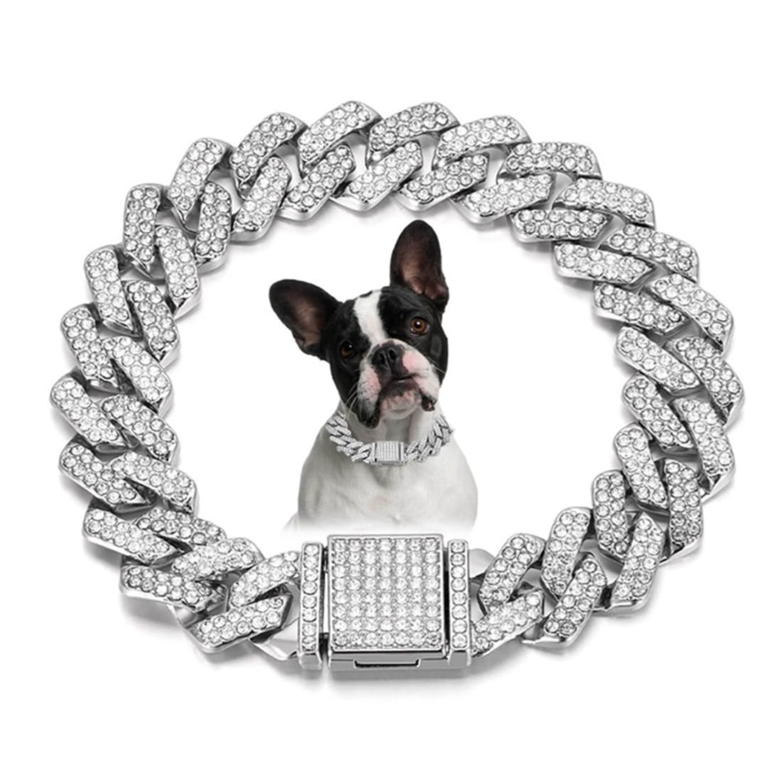 Silver White Dog Chain Collars