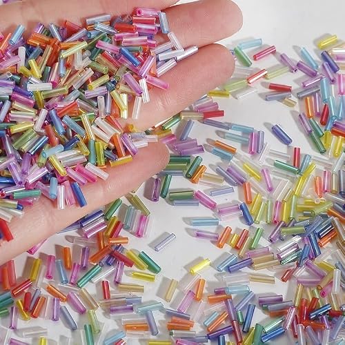 Minestylish 9600pcs Tube Beads Kit, Glass Bugle Seed Beads for Jewelry Making, Small Craft Beads for DIY Bracelet Necklaces Craft Making with Two Crystal String (7mm, 400 Per Color, 24 Colors) - Image 4