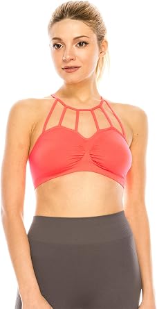 Kurve Womens Cami Tank Top - Seamless Stretch Caged Strappy Cami Crop Bra Tops