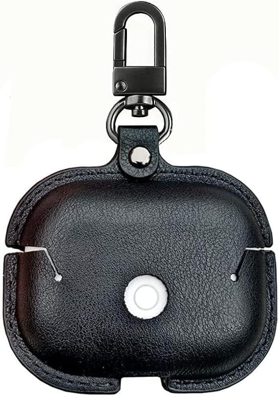 Miniatura 2 de Compatible con Airpods Pro, funda de piel para Airpods Pro con llavero, LED frontal visible, funda protectora, color negro