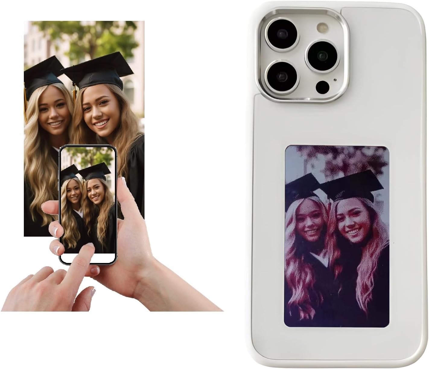 DIY E-Ink Phone Case for iPhone 15 Pro Max APP Operation Smart Photo Rear Projection Customiza Phone Case Instantly Display Photos On The Ink Screen Back Cover Personalize Your Phone case White