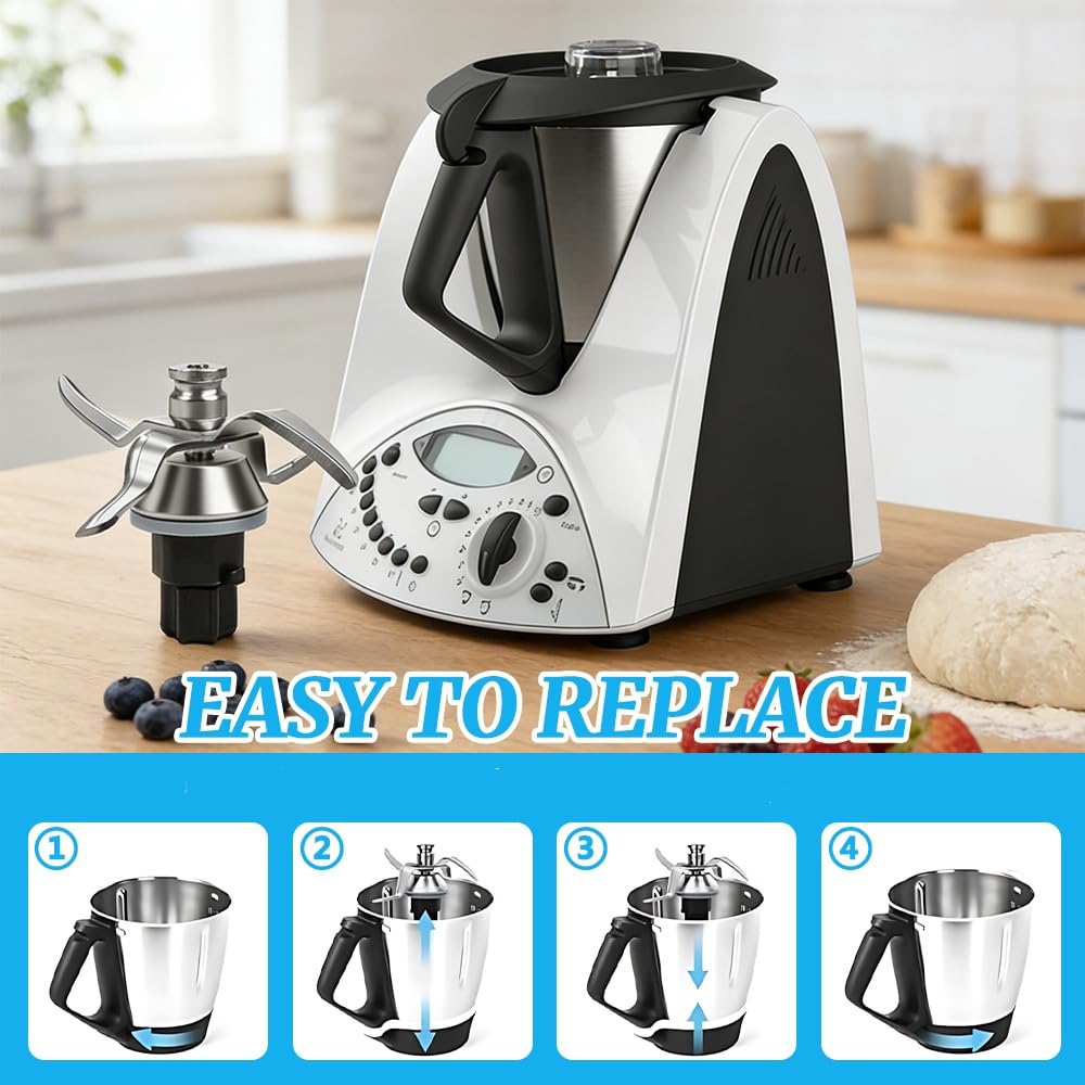 Lame per Bimby TM31, HOVCEH Gruppo Coltelli per Bimby TM31 Vorwerk Thermomix, Accessori per Bimbys in Acciaio Inossidabile con Anello di Tenuta per Robot da Cucina